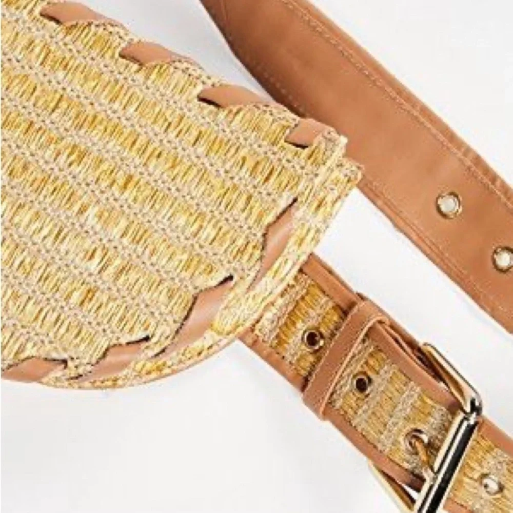 POOLSIDE Metallic Raffia Belt Bag brand new with tags
